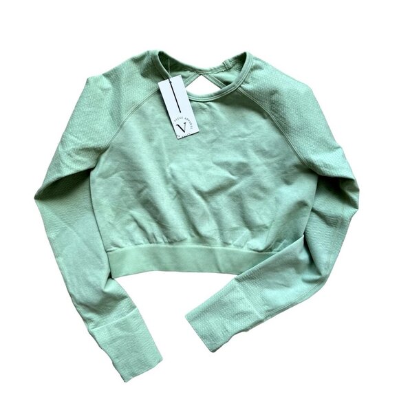 Vitae Apparel Recharge LS Crop Top Lime Green Women's Size: M - Picture 1 of 6